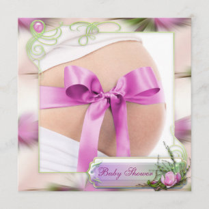 Baby pomp met roze roze roze Baby shower Magnolia Kaart