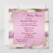 Baby pomp met roze roze roze Baby shower Magnolia Kaart (Achterkant)