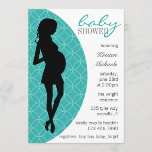 Baby pomp Silhouette Invite [Blauwgroen] Kaart