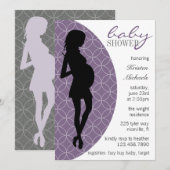 Baby pomp Silhouette Invite [Paars] Kaart (Voorkant / Achterkant)