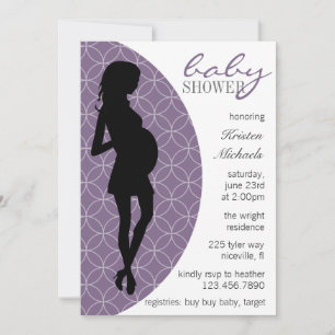 Baby pomp Silhouette Invite [Paars] Kaart