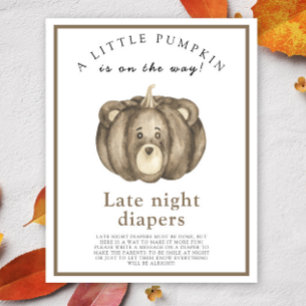 Baby Pompoen Beer Late night luiers spel Poster