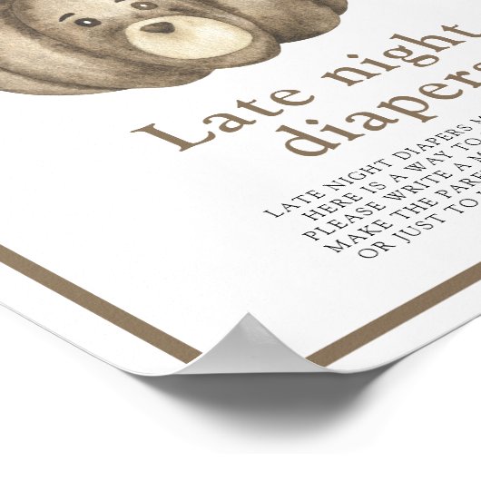 Baby Pompoen Beer Late night luiers spel Poster (Hoek)