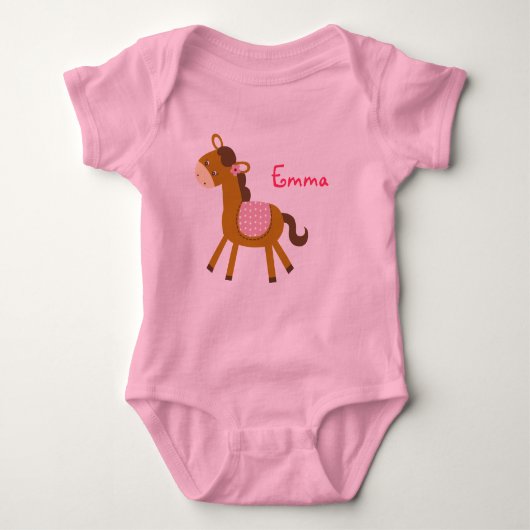Baby Pony Horse gepersonaliseerd Baby Creeper T-sh Romper (Voorkant)
