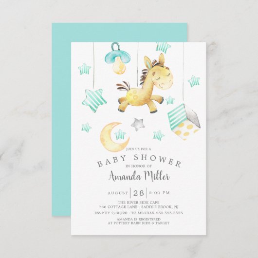 Baby Pony Mobiel neutraal Baby shower Kaart (Voorkant / Achterkant)
