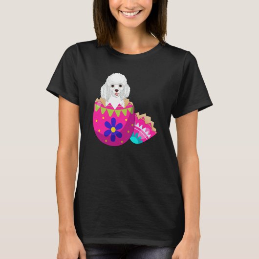 Baby Poodle Hatching From Easter Egg Easter Day T-shirt (Voorkant)