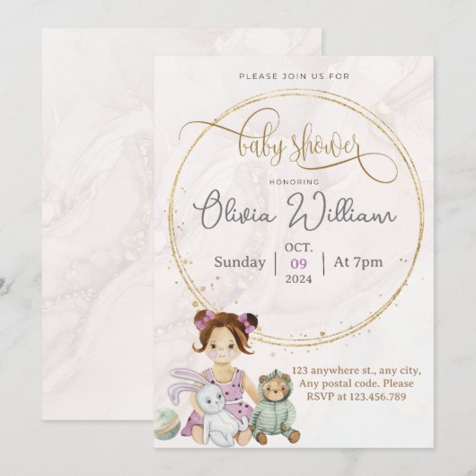 Baby pop en speelgoed kaart (Voorkant / Achterkant)