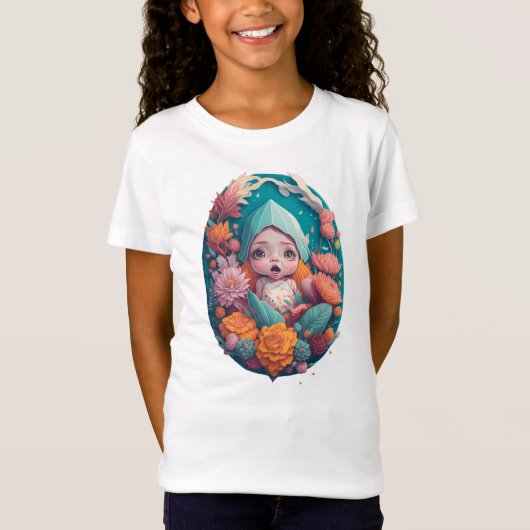 Baby pop in bloemen, bloemenmolen t-shirt (Voorkant)