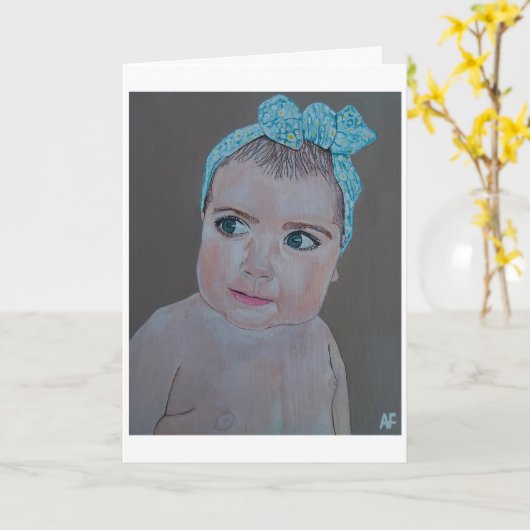Baby Portret schilderij van Alfred Fox Kaart (Gele Bloem)