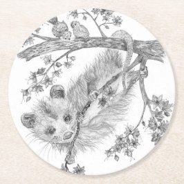 Baby Possum Paper-Onderzetter Ronde Kartonnen Onderzetter
