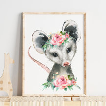 Baby Possum Woodland Animal Nursery | Wandafdrukke