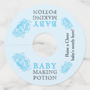 Baby Potion Blue Baby shower Toast Wijnglaslabel