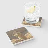 Baby prairiehond eet, Arizona Stenen Onderzetter (Zijkant)