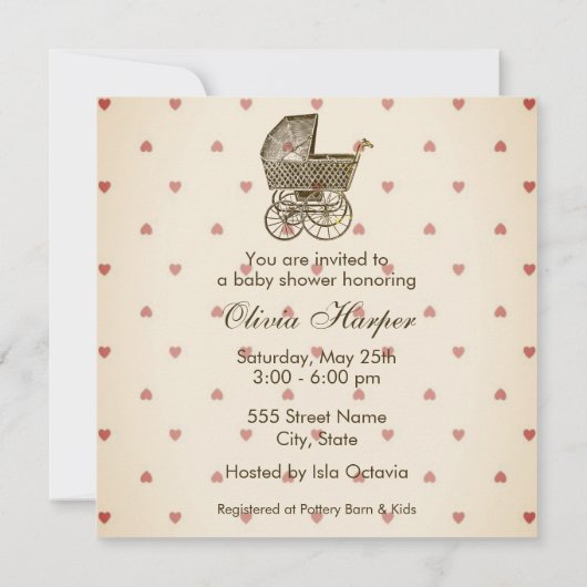  BABY PRAM | BABY SHOWER KAART (Achterkant)