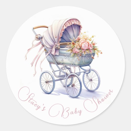 Baby Pram Ronde Sticker (Voorkant)