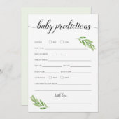 Baby Predication Card voor Baby shower Greenery (Voorkant / Achterkant)