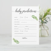 Baby Predication Card voor Baby shower Greenery (Staand voorkant)