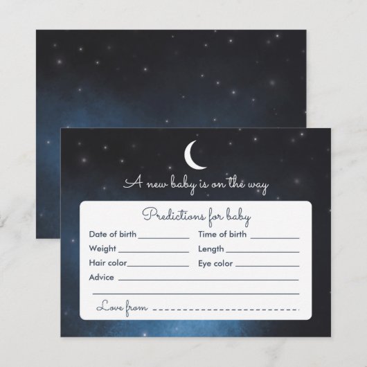 Baby Predication Sterrennacht Baby shower Game Car Kaart (Voorkant / Achterkant)