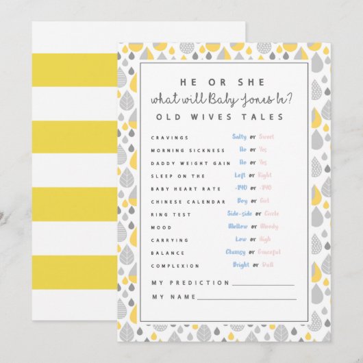 baby Prediction Card baby shower spel moeder te zi Kaart (Voorkant / Achterkant)