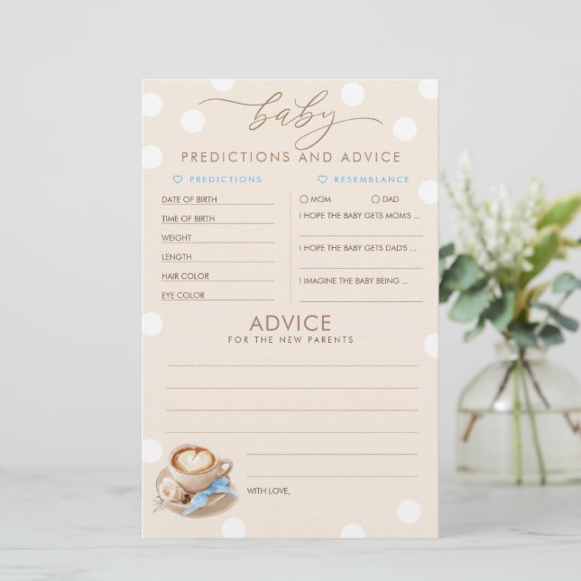 Baby Predictions and Advice Baby Shower Game (Staand voorkant)