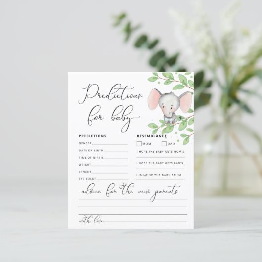 Baby Predictions Boy Elephant Shower Game (Staand voorkant)
