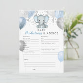 Baby Predictions Boy Elephant Shower Game Kaart (Staand voorkant)