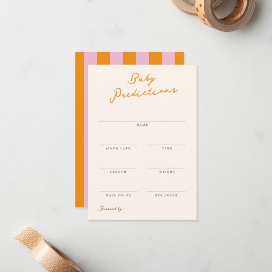 Baby Predictions Shower Game Card Notitiekaartje (Voorkant / Achterkant in situ)