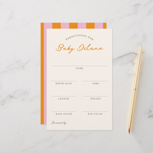Baby Predictions Shower Guessing Game Briefpapier (Voorkant / Achterkant in situ)