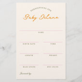 Baby Predictions Shower Guessing Game Briefpapier (Voorkant)