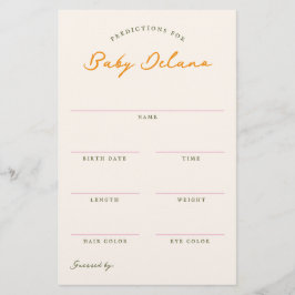 Baby Predictions Shower Guessing Game Briefpapier