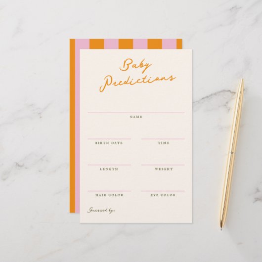 Baby Predictions Shower Guessing Game Briefpapier (Voorkant / Achterkant in situ)