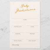 Baby Predictions Shower Guessing Game Briefpapier (Voorkant)