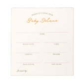 Baby Predictions Shower Guessing Game Notitieblok (Voorkant)