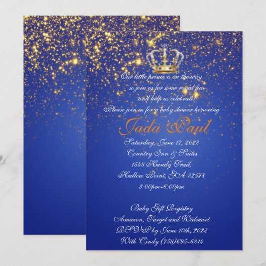 Baby Prince Uitnodiging (Voorkant / Achterkant)