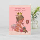 Baby Princess op Telefoon Baby shower Chevrons Kaart (Staand voorkant)