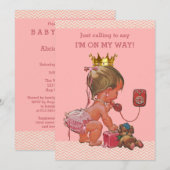 Baby Princess op Telefoon Baby shower Chevrons Kaart (Voorkant / Achterkant)