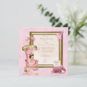 Baby Princess Tutu Crown Gold Pink Royal Kaart (Staand voorkant)
