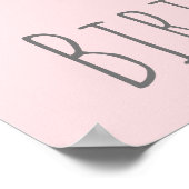 Baby Prinses Elephant Girl Pink Gray 1e verjaardag Poster (Hoek)