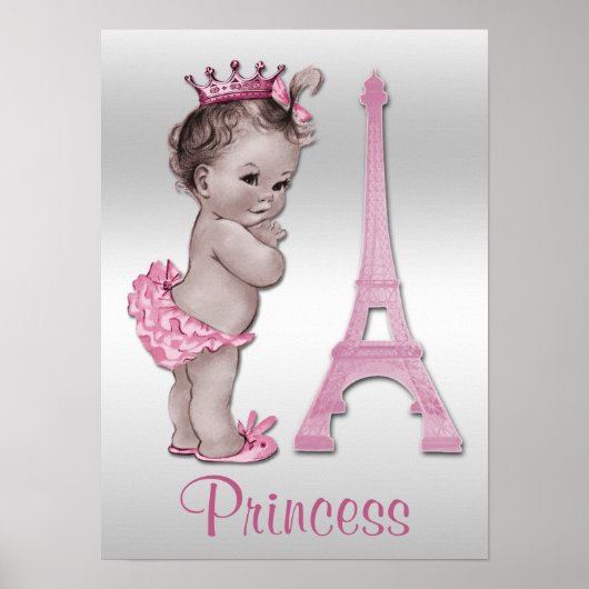 Baby prinses en Eiffeltoren Poster (Voorkant)