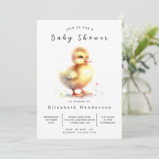 Baby Printable Duck Baby shower Kaart (Staand voorkant)