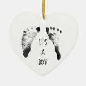 Baby prints, geboortedatum toevoegen keramisch ornament (Voorkant)