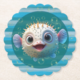 Baby Pufferfish Paper Coasters Kartonnen Onderzetters