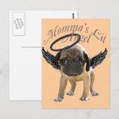 Baby Pug Angel Briefkaart (Voorkant / Achterkant)