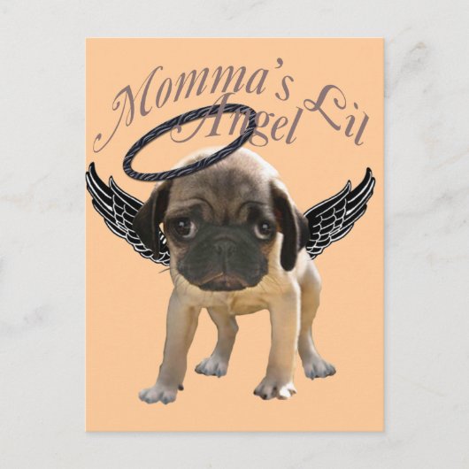Baby Pug Angel Briefkaart (Voorkant)