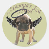 Baby Pug Angel Ronde Sticker (Voorkant)