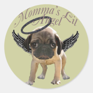 Baby Pug Angel Ronde Sticker
