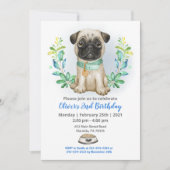 Baby Pug Birthday Party Invitation Kaart (Voorkant)