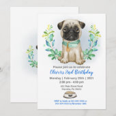 Baby Pug Birthday Party Invitation Kaart (Voorkant / Achterkant)