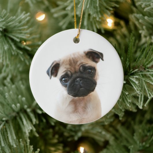 Baby Pug Portrait Keramisch Ornament (Boom)