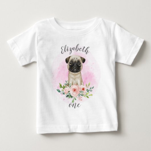 Baby Pug Verjaardag Baby T-shirt (Voorkant)